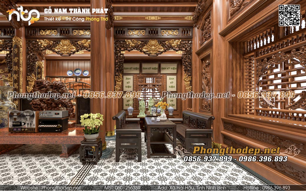 Trường kỷ trong bộ 3 nội thất nhà gỗ cổ truyền